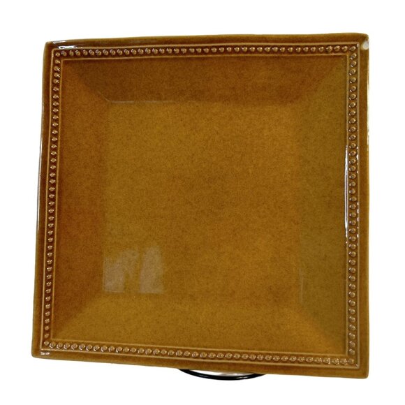 Pier 1 Imports Spice Route Ginger Square Beaded Stoneware 2-Dinner Plates 10.5" - Picture 5 of 10